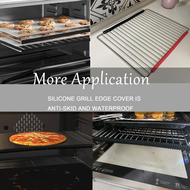 Extra Long 22 inch Oven Rack Cover Silicone Oven Rack Guards Heat Resistant Oven Rack Shields Oven Rack Edge Protector BPA PFOA Free,Protect Against Burns&Scars,Fit on All Standard-Sized Ovens,Gray