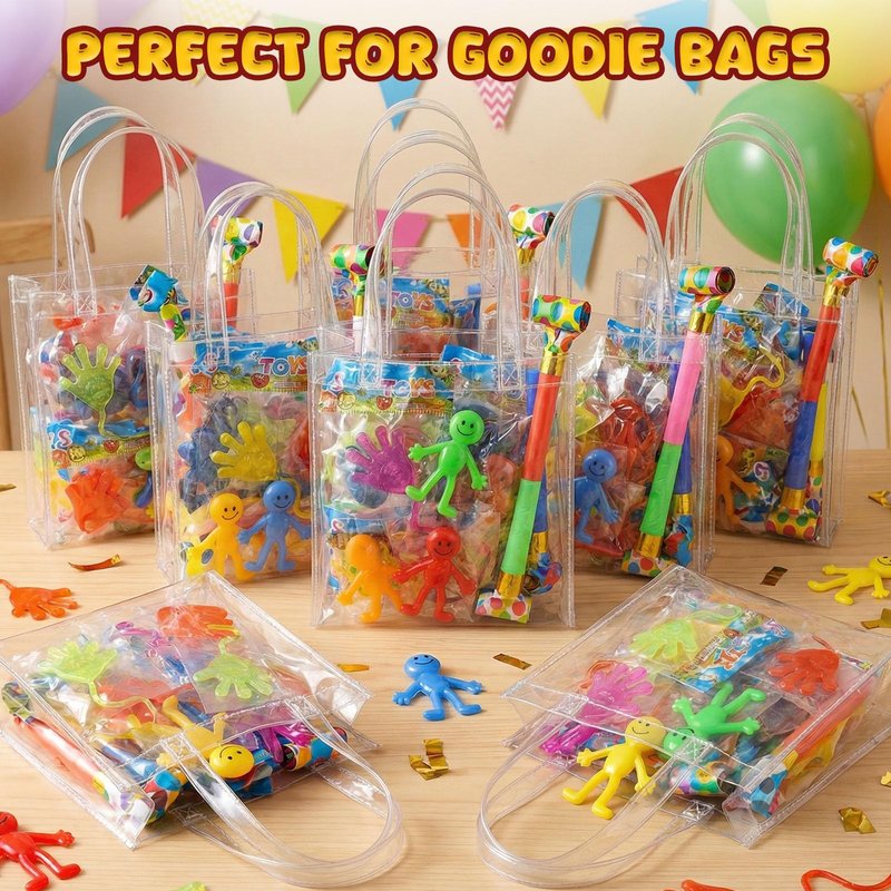 POPLAY 56PCS Sticky Hands Party Favors, Glowing Sticky Hands Glitter Fingers Party Table Favor Set for Kids, Birthday Goodie Bag Stuffers, Classroom Gift Exchange School Rewards