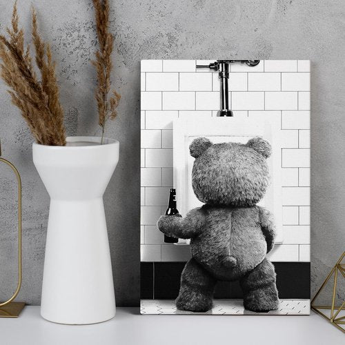 DIHSIEG Canvas Wall Art - Funny Bathroom Print Poster | Vintage Floral Design, 12x16 Inches