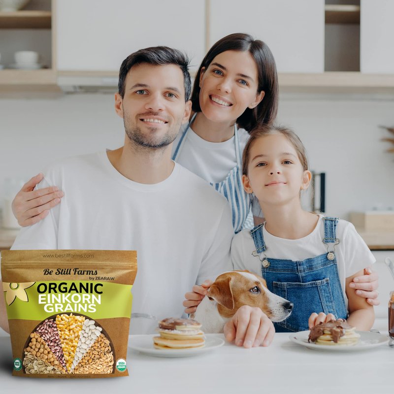 Be Still Farms Einkorn Farro Grain Organic (4.8 lb) - Einkorn Wheat Berries Bulk Whole Ancient Grains - Ideal for Soup, Flour, Bread - High in Fiber | USA Grown | USDA Certified | Vegan | Non-GMO