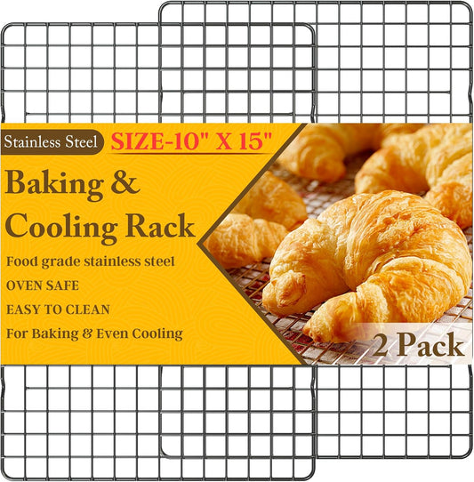 Skiennix Cooling Racks - Heavy Duty Stainless Steel Baking Rack Set | 10" x 15" | Oven & Dishwasher Safe