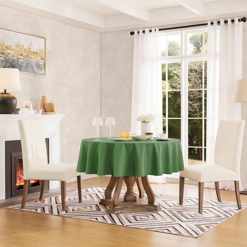Veblandy Tablecloth Linen Textured Waterproof & Stain Resistant Table Cloth Wrinkle Free Decorative Fabric Farmhouse Table Cover for Dining/Party/Buffet/Wedding, 60 x 60 Inch, Green
