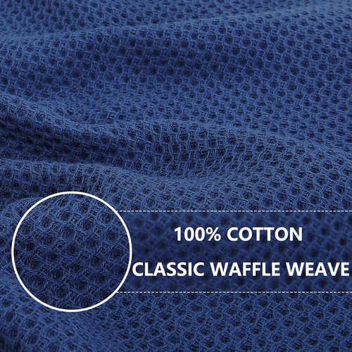 Homaxy 100% Cotton Waffle Weave Kitchen Dish Towels, Ultra Soft Absorbent Quick Drying Cleaning Towel, 13 x 28 Inches, 4-Pack, Navy Blue