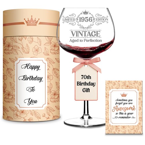 Engraved 70th Wine Glass 16 Oz, 70th Birthday Gifts For Women, 70 Birthday Decorations, Funny 70 Bday Gifts Idea For Her, Ladies, Sister, Mom, Grandma - Turning Seventy Present