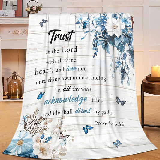 Christian Blanket Soft Warm Bible Verse Scriptures Fleece Throw Blanket Christian Gifts for Women Cozy Plush Fluffy Religious Trust in Lord Lightweight Flannel Gifts Blankets for Kids Adults 50"X40"