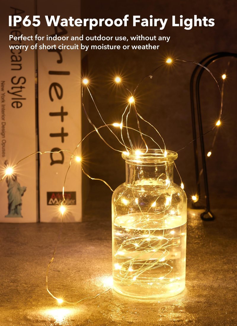 Brightown 24 Pack Fairy Lights Battery Operated String Lights - 7 ft 20 LED Mini String Lights Waterproof Silver Wire Firefly Lights for Vases Mason Jars DIY Crafts Plants Table Centerpieces Wedding