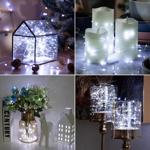 HXWEIYE Fairy Lights - 12 Pack Battery Operated 7ft Mini Twinkle String Lights for DIY Decor | White