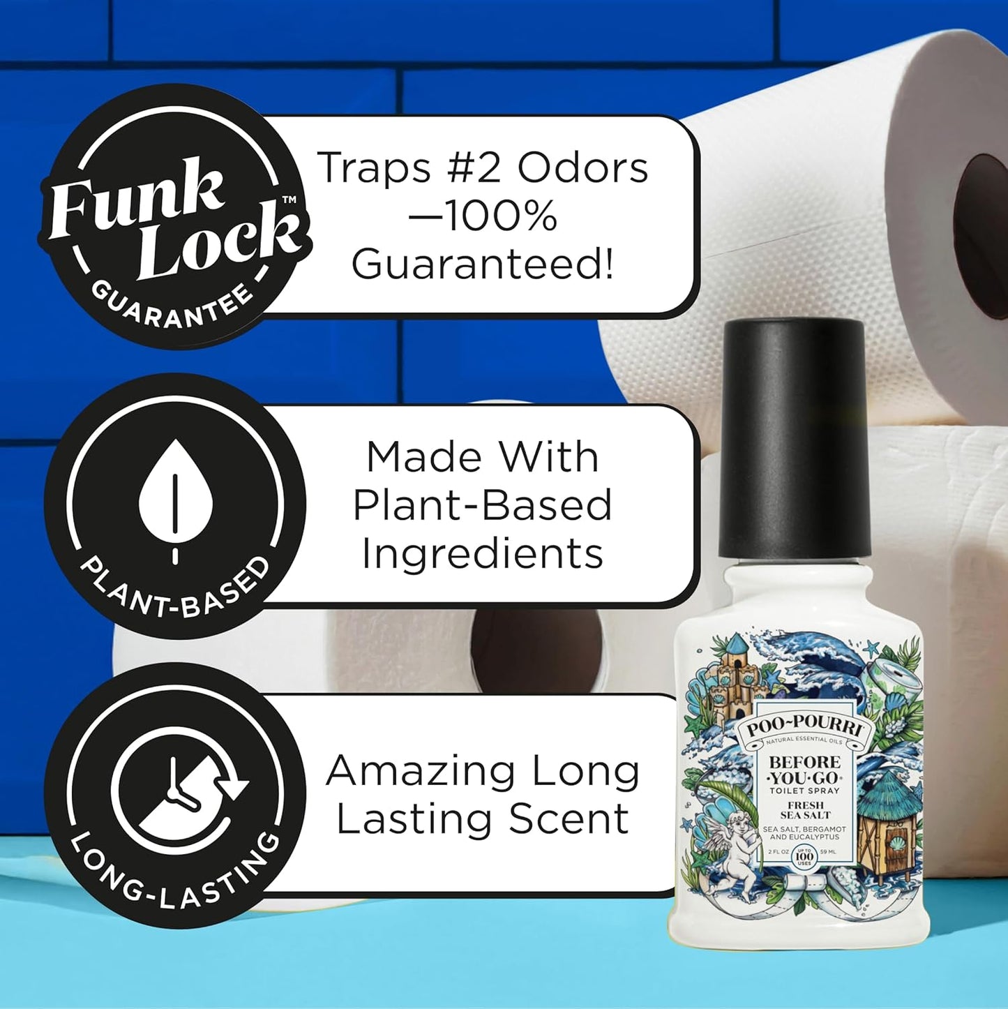 Poo-Pourri Toilet Spray - Fresh Sea Salt Deodorizer | 2 Fl Oz, Up to 100 Uses, TSA Approved