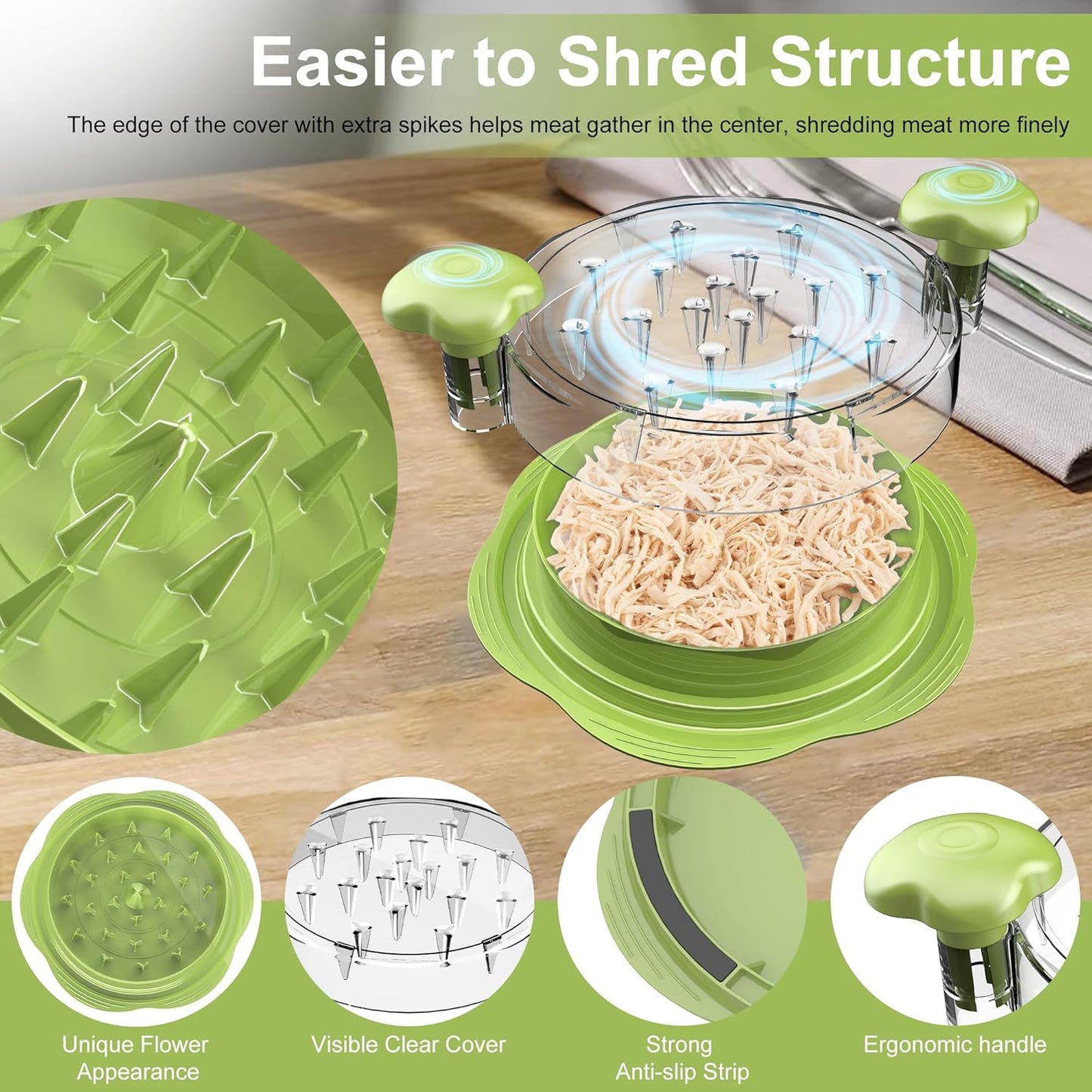 SURETIVIAN Chicken Shredder - Ergonomic Large Meat Shredder Tool with Brush & Fork | BPA-Free, Anti-Slip Handle