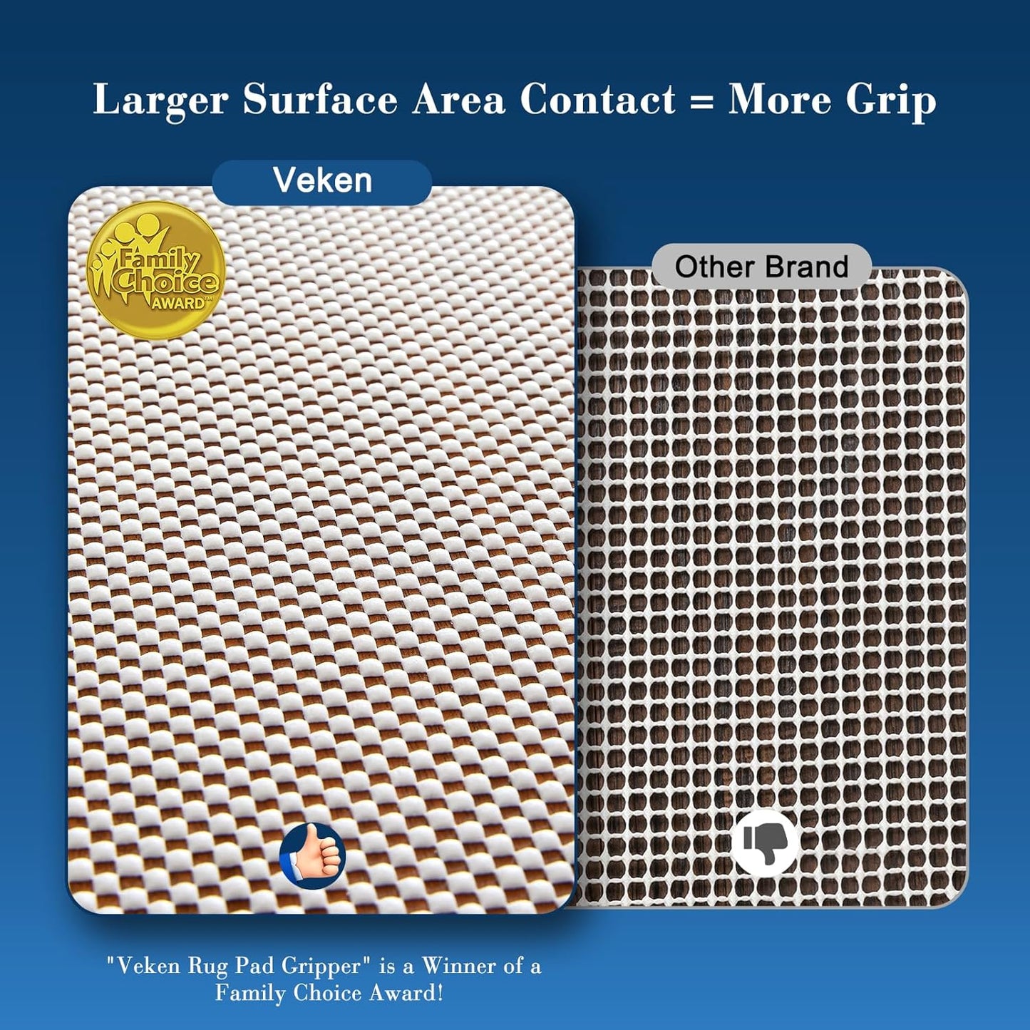 Veken Non-Slip Rug Pad Gripper - 6x9 Ft Thick Anti-Skid Mat for Hardwood & Tile Floors