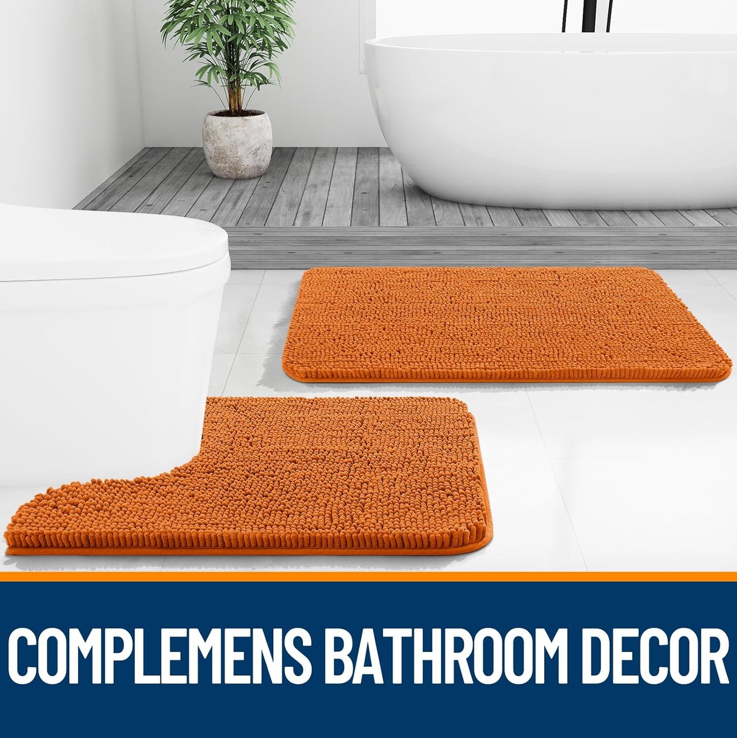 OLANLY Bathroom Rugs - Extra Soft Chenille Bath Mats with Rubber Backing | 30x20, Quick Dry, Machine Washable, Clay