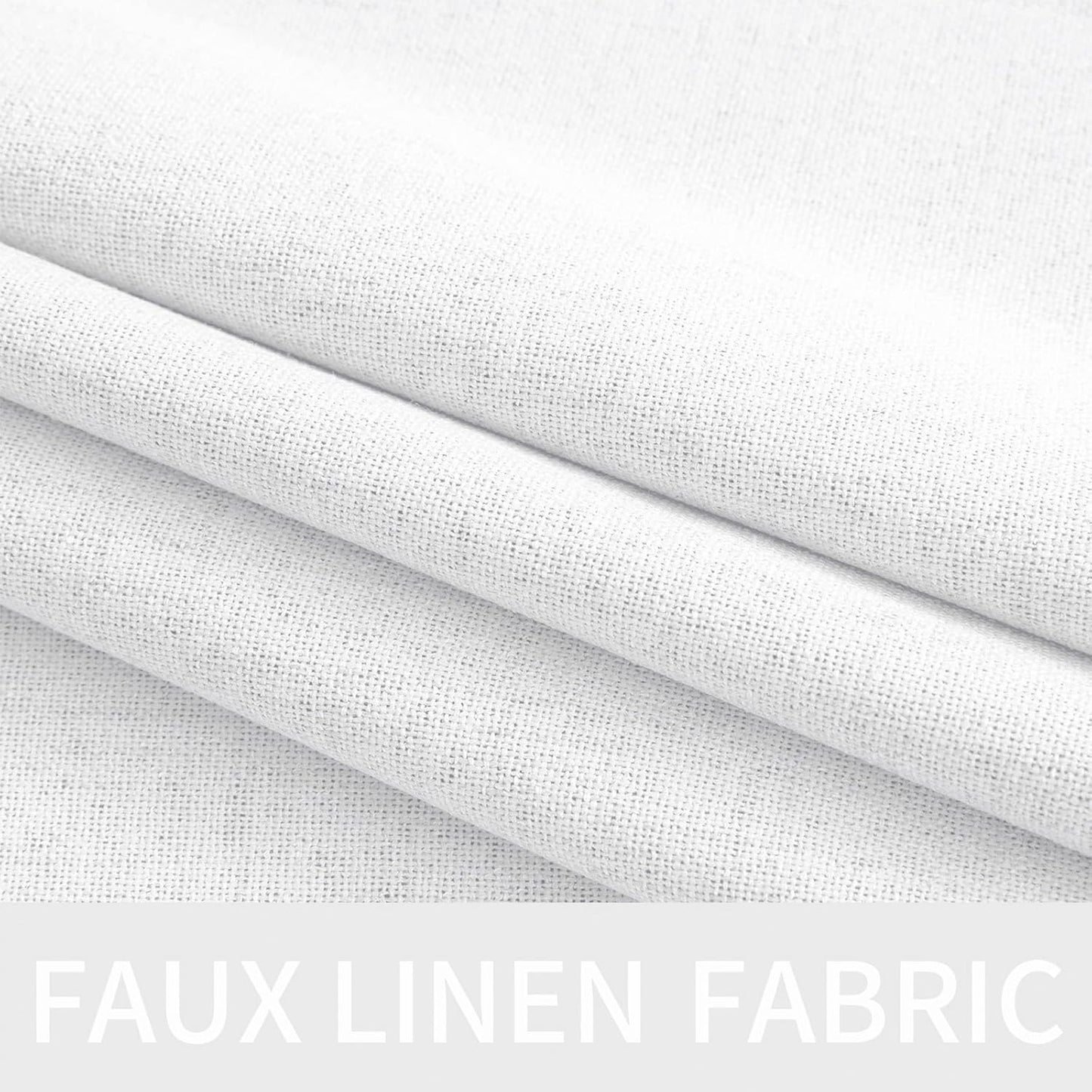 MIULEE 100% Blackout Linen Textured Curtains - Solid Thermal Insulated Bright White | 52 x 108 Inch (2 Panels) for Luxury Bedroom Decor