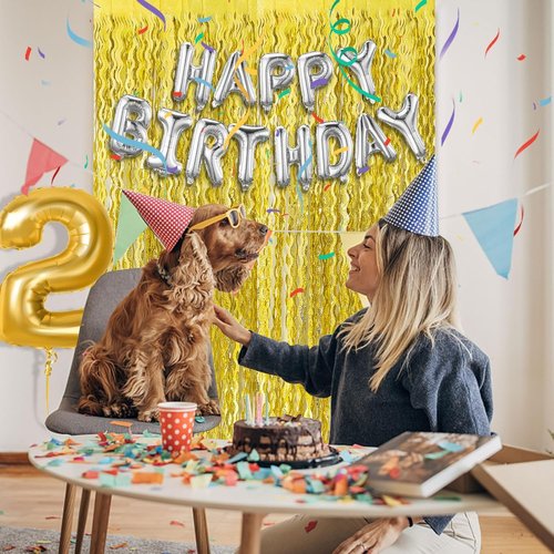 Gold Backdrop | Foil Curtain Decorations for Birthday, Bachelorette & Party Photo Booths - 6ft x 3ft