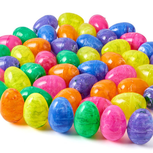 JOYIN 72 Pcs Plastic Iridescent Printed Bright Easter Eggs 3.15" Tall for Easter Hunt, Basket Stuffers Fillers, Classroom Prize Supplies, Filling Treats and Party Favor