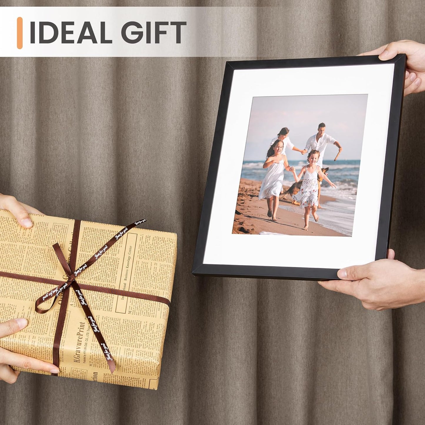 Upsimples 11x14 Picture Frame - Versatile Display for 8x10 Photos with Mat or 11x14 Without Mat | Black, 1 Pack