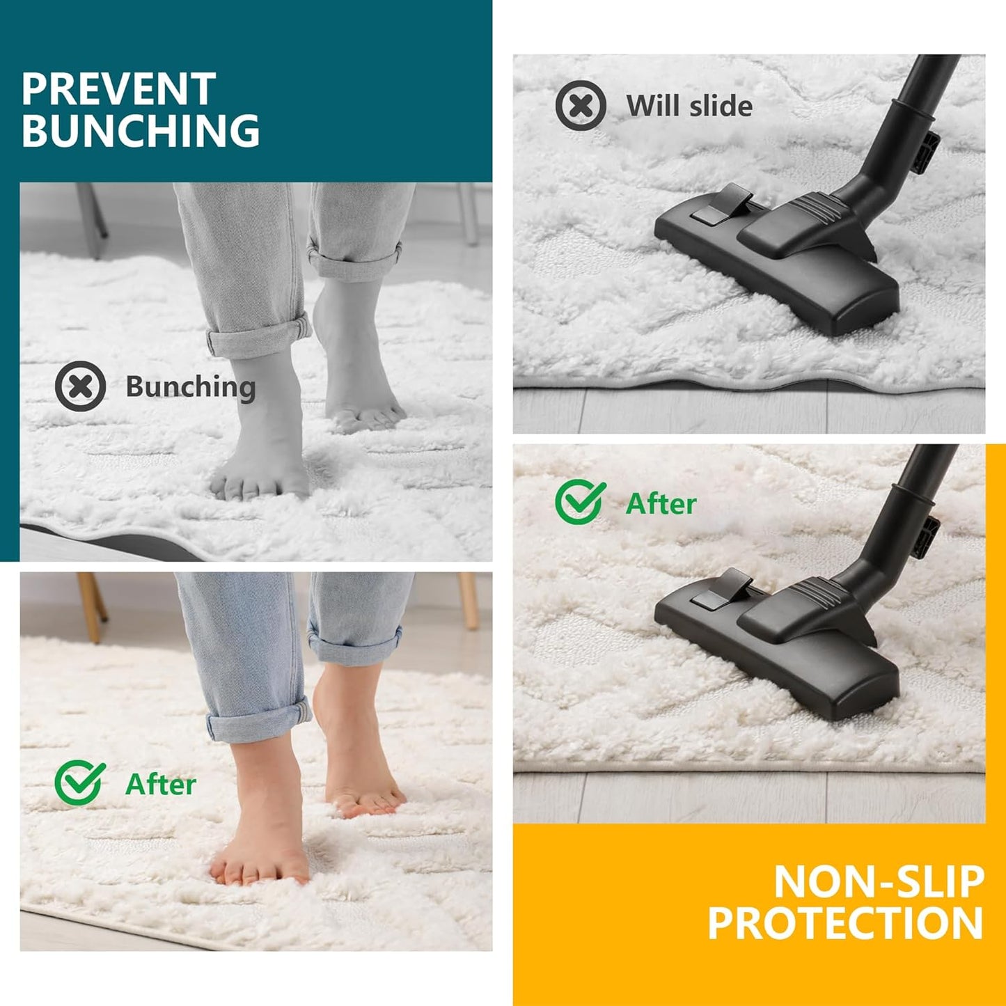 Skiennix Non-Slip Rug Pad Gripper - Extra Thick 2x3 Feet Mat for Hardwood Floors | Anti-Skid Safety