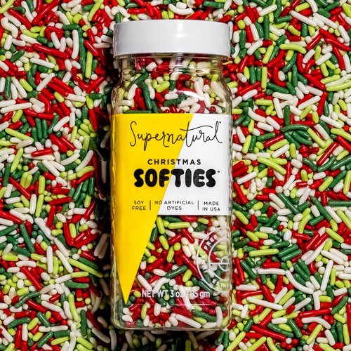 Christmas Softies Natural Sprinkles by Supernatural, Made in USA, No Artificial Dyes, Soy Free, Gluten Free, Vegan, 3 OZ