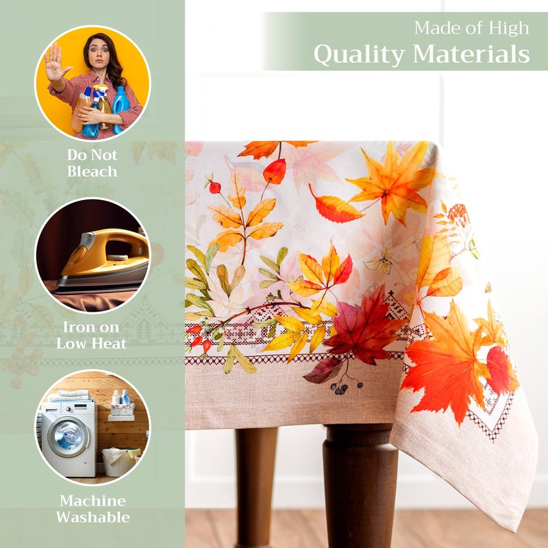 Maison d' Hermine Table Cloth Rectangle Table 100% Cotton 60 x 120 Inches Fall Tablecloth Reusable Everyday Use for Thanksgiving Christmas Decorations Dining Farmhouse Party (Amarante)