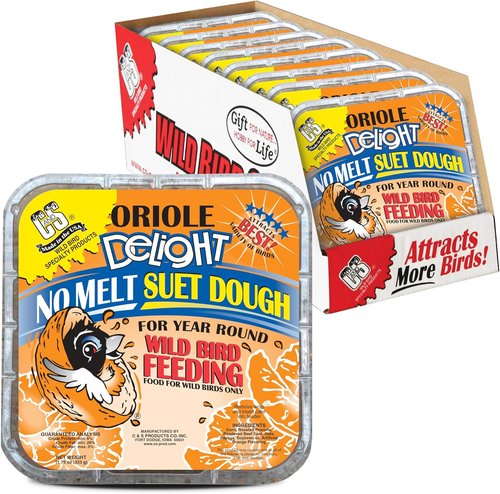 C&S Oriole Delight Suet Cakes - No Melt Formula for Wild Birds | 11.75 Ounces, Pack of 8