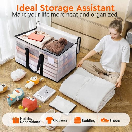 BlissTotes Moving Bags - Heavy Duty 93L Extra Large Storage Totes with Zipper & Reinforced Handles