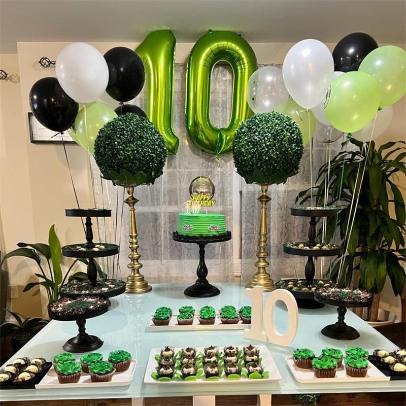 40 Inch Green Large Number Balloons Set 0-9, Self Inflate Foil Number 0 Helium Balloons for Boys Girls, Big Digit 0 Balloons for Women Men Jungle Safari Birthday Party Anniversary Supplies Decorations
