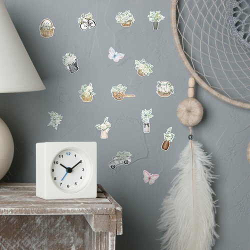 CNhoqc Watercolor Plant Sticker Rolls - 1000Pcs Spring Natural Plant Waterproof Vinyl Reusable Laptop Stickers Self Adhesive Water Bottle Activity Pad Birthday Party Favors Gift Easter Basket Stuffers