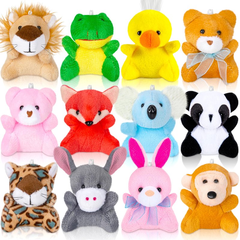 Sofier 12 Packs Mini Stuffed Animals Bulk Party Favors For Kids Treasure Box Toys Classroom Plush Toys Claw Machine Key Chains Carnival Prizes Small Valentine Halloween Stocking