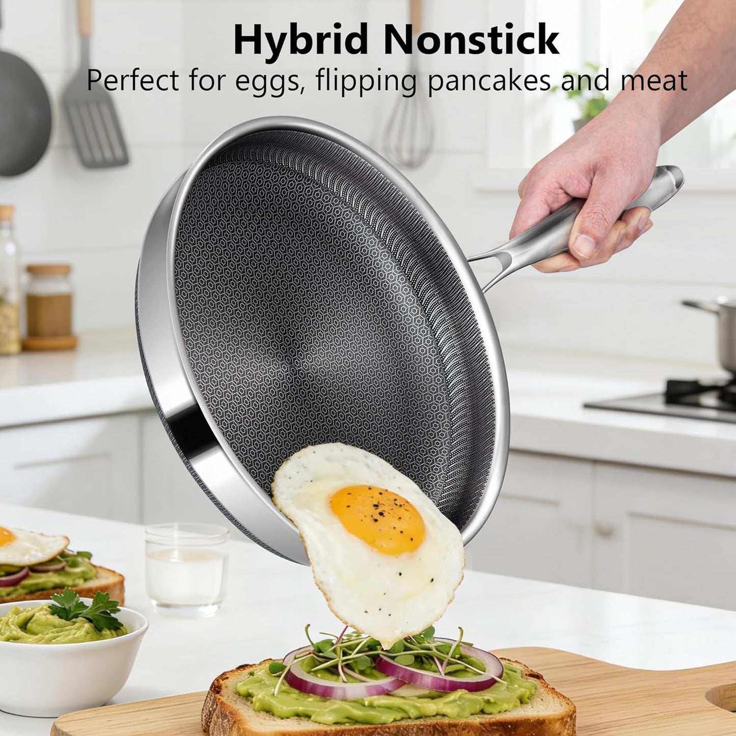 Skiennix Nonstick Frying Pan - 8-Inch Hybrid Skillet with Stay-Cool Handle | Dishwasher & Oven-Safe, PFOA Free