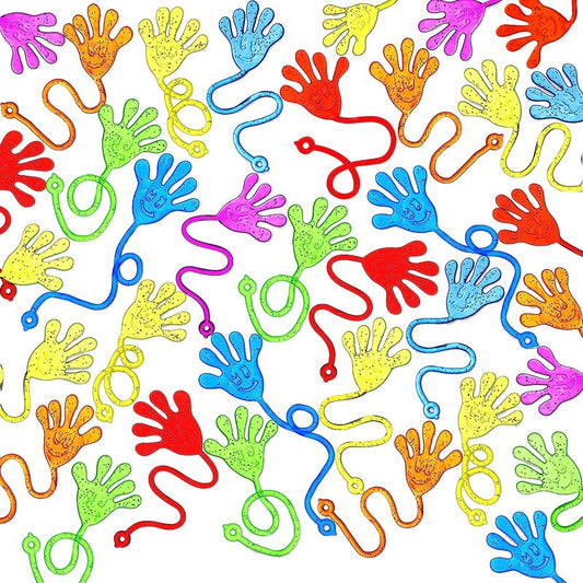 JOYIN 240Pcs Glitter Sticky Hands Party Favors, Party Favors Set for Kids, Holiday Traditions, Classroom Treasure Box Carnival Prizes Bulk Pinata Stuff Mini Toys, Goodie Bags
