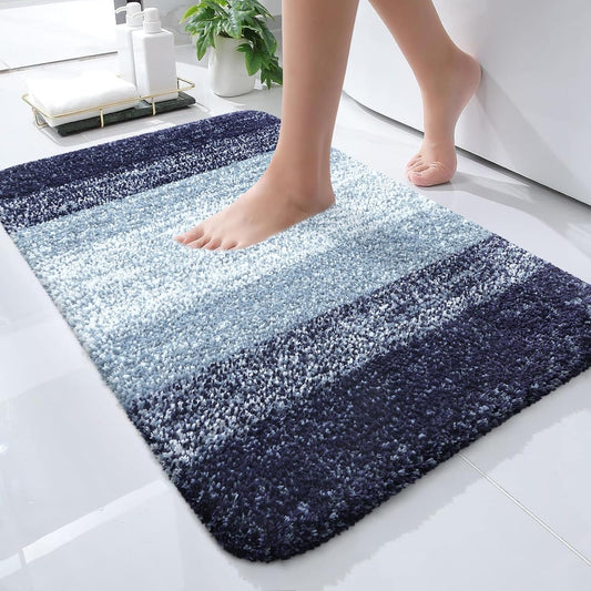 OLANLY Bath Rugs Mat - Extra Soft Microfiber, Quick Dry & Washable - 24x16, Airy Blue Color