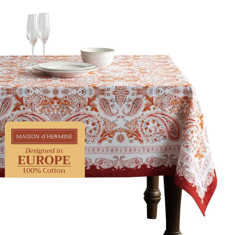 Maison d' Hermine Table Cloth Rectangle Table 100% Cotton 54 x 72 Inches Fall Tablecloth Reusable Everyday Use for Thanksgiving Christmas Decorations Dining Farmhouse Party (Orient)