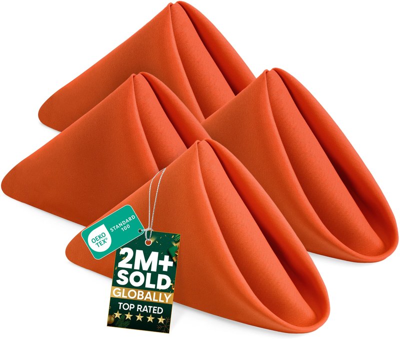 Utopia Home [24 Pack, Orange] Cloth Napkins 17x17 Inches, 100% Polyester Hemmed Edges, Washable and Reusable Ideal for Halloween, Thanksgiving, Parties, Weddings and Dinners