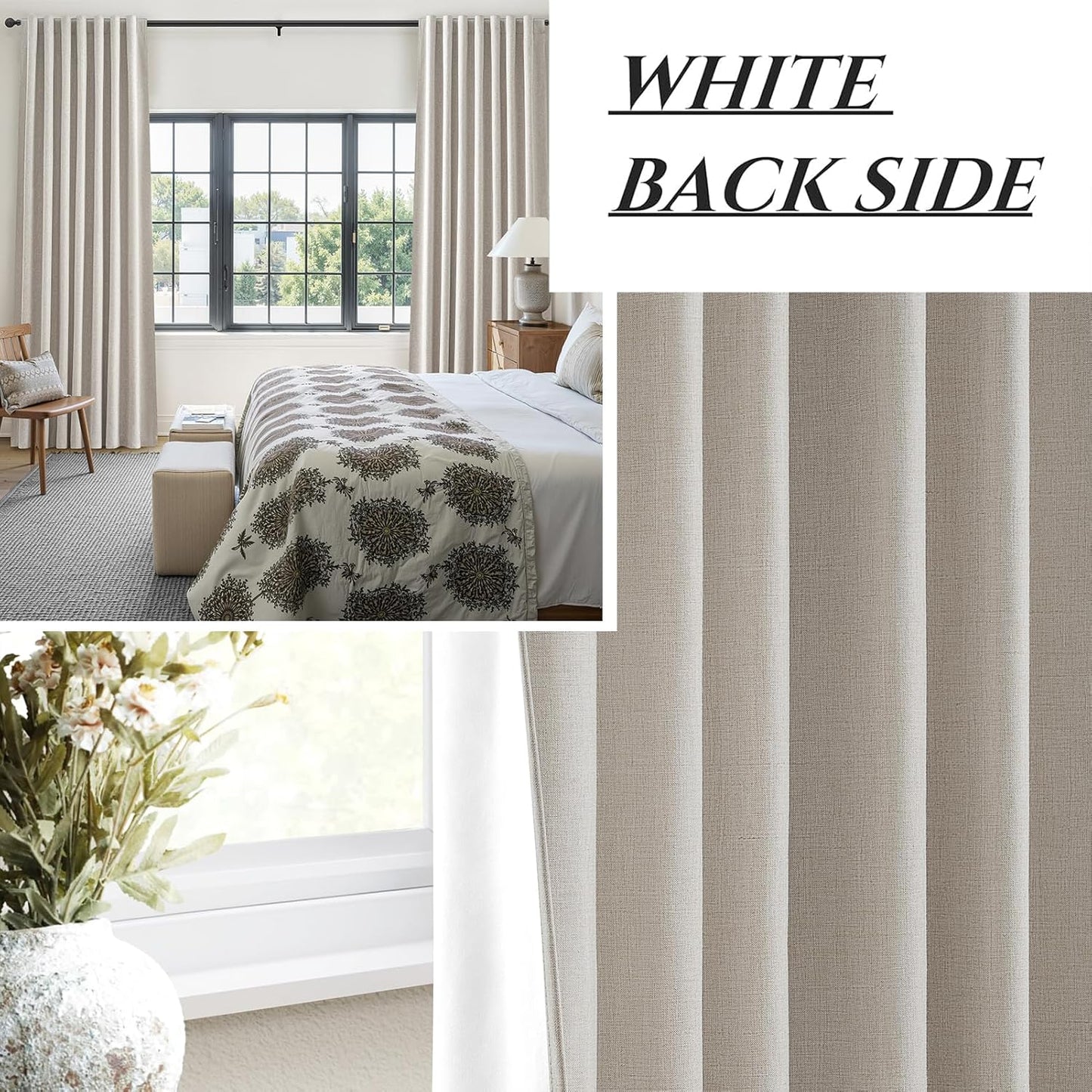 Skiennix 100% Blackout Curtains - 84 Inch Length, Thermal Insulated, Natural Ivory | 2 Panels Set for Bedroom & Living Room