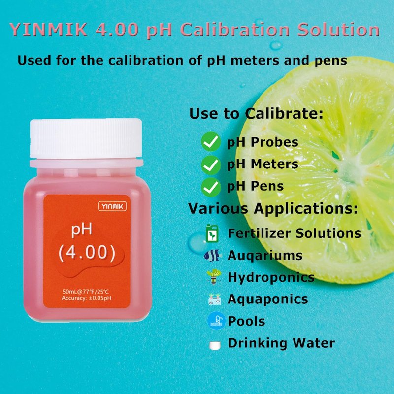 YINMIK pH Meter Calibration Solution Kit(4.00,7.00&10.01) with pH Electrode Storage Solution Kit,3 Bottles pH Calibration Buffer Solution and 2 bottels KCL pH Probe Solution for pH Meters