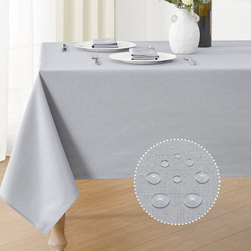 Veblandy Textured Rectangle Tablecloth 52x70 inch Table Cloth Water Resistant Wrinkle Free Spill-Proof, Decorative Fabric Table Cover Washable for Banquet Parties Event Holiday Dinner, Light Grey