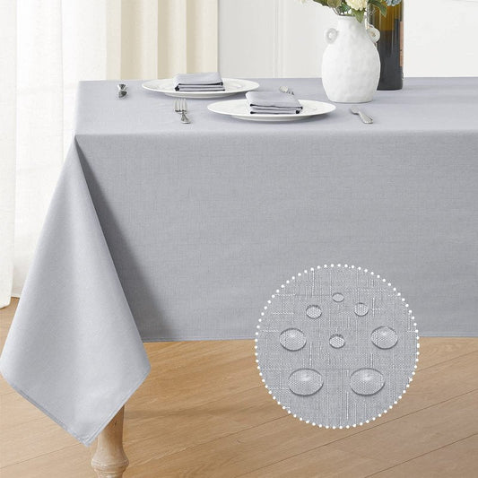 Veblandy Textured Rectangle Tablecloth 60x84 inch Table Cloth Water Resistant Wrinkle Free Spill-Proof, Decorative Fabric Table Cover Washable for Banquet Parties Event Holiday Dinner, Light Grey
