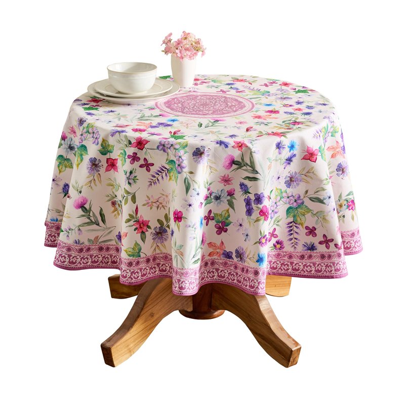Maison d' Hermine Table Cloth Round Table 100% Cotton 69 Round Inches Tablecloth Reusable Decorative for Dining Kitchen Room Farmhouse Home Gifts for Mothers Day Spring Summer - Chardon