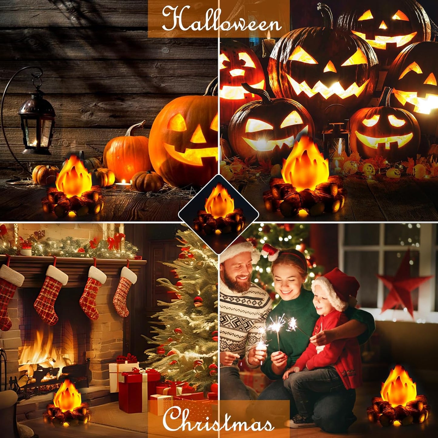 Bestview 3D LED Fake Campfire Night Light - Realistic Flameless Fire Pit Lamp for Halloween & Christmas Decor