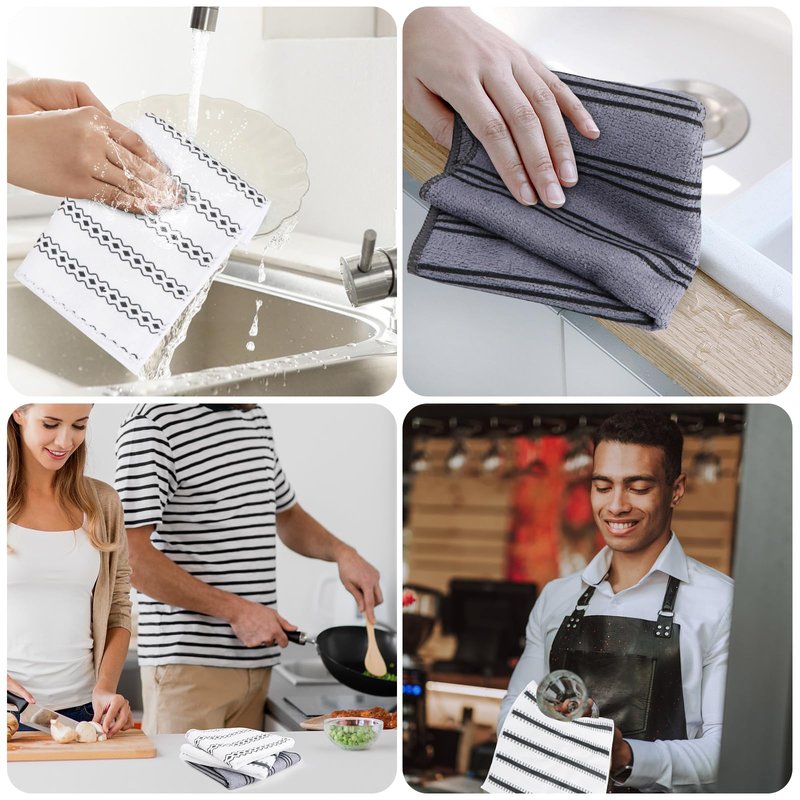 HOMEXCEL Microfiber Cleaning Cloth, Kitchen Towels 12 Pack, Lint Free, Scratch-Free, Highly Absorbent, Reusable Dish Towels for Kitchen and Household