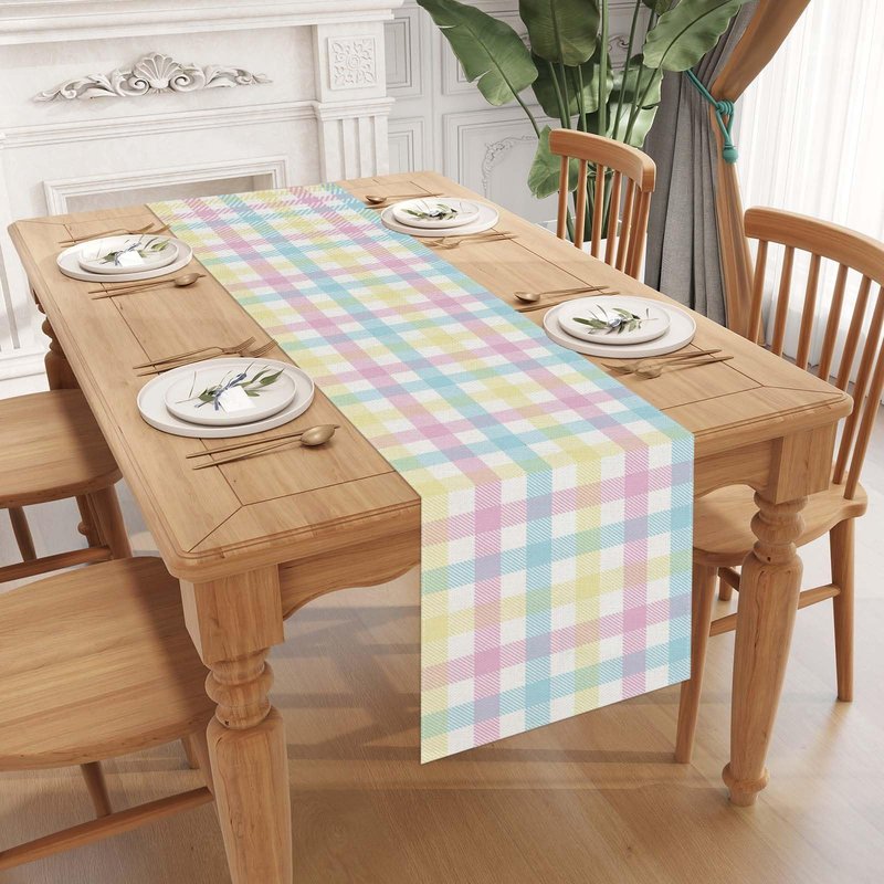 Buffalo Check Plaid Spring Table Runner Farmhouse Spring Summer Easter Home Kitchen Dining Room Table Decorations 13x72 Inch