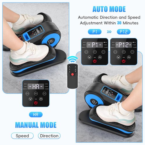 ANCHEER Under Desk Elliptical, Electric Leg Exerciser While Sitting for Seniors, Fully Assembled Motorized Ellipse Leg Exerciser Seated Elliptical Machine with 12 Adjustable Speeds (Teal)
