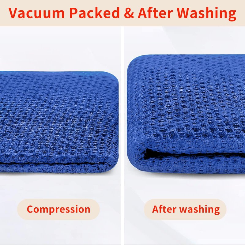 Homaxy 100% Cotton Waffle Weave Kitchen Dish Towels, Ultra Soft Absorbent Quick Drying Cleaning Towel, 13 x 28 Inches, 6-Pack, Blueberry