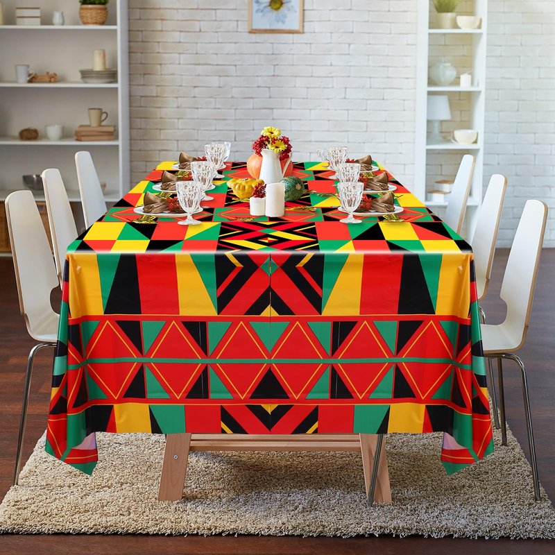 Frienda 6 Pcs Juneteenth Tablecloths 108 x 54 Inch African American Plastic Table Cloth Rectangular Kente Table Cover for Kitchen Dining Decor 1865 Freedom Day Holiday Party Supplies