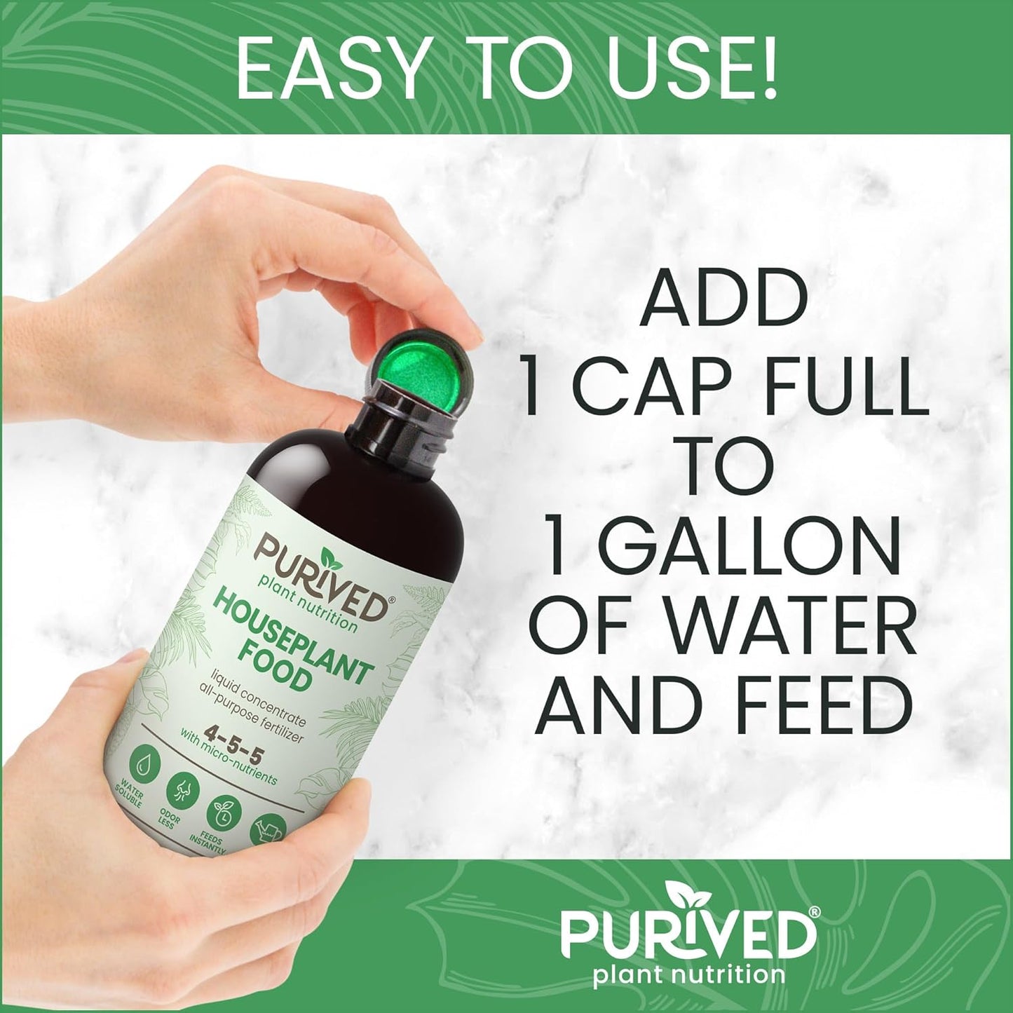 Purived All-Purpose Liquid Plant Fertilizer - Makes 50 Gallons, All-Natural & Groundwater Safe, 16oz