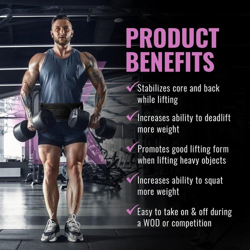 6-Inch Weightlifting Belt for Men & Women - Back Support for Squats & Deadlifts (Pink, XS 27"-32")