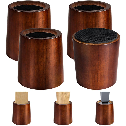 KOIKEY Furniture Raisers Bed Risers - 4 Inch Wooden Circle Heavy Duty Furniture Height Extenders Lifts for Sofa Couch Desk Chair Table Base Raising Space, Convenient Store and Cleaning, Pack of 4