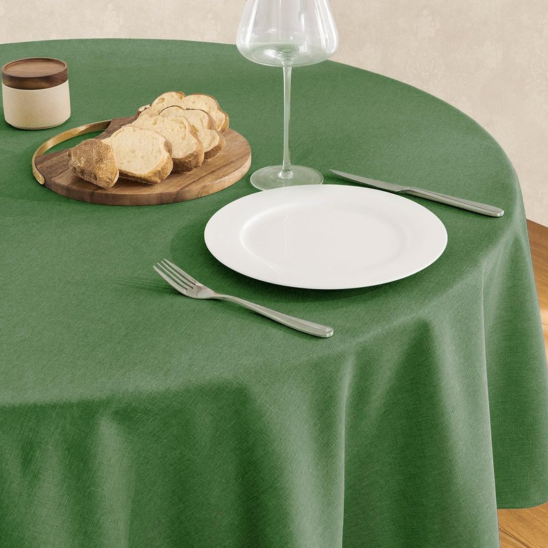Veblandy Tablecloth Linen Textured Waterproof & Stain Resistant Table Cloth Wrinkle Free Decorative Fabric Farmhouse Table Cover for Dining/Party/Buffet/Wedding, 60 x 60 Inch, Green