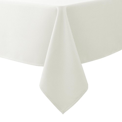 Biscaynebay Textured Fabric Tablecloths 90x156 Inches Rectangular, Ivory Water Resistant Tablecloths for Dining, Kitchen, Wedding, Parties etc. Machine Washable
