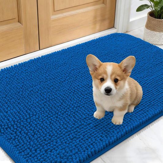 OLANLY Dog Door Mat - Absorbent Non-Slip Washable Doormat for Muddy Paws | 24x16 Deep Navy Blue