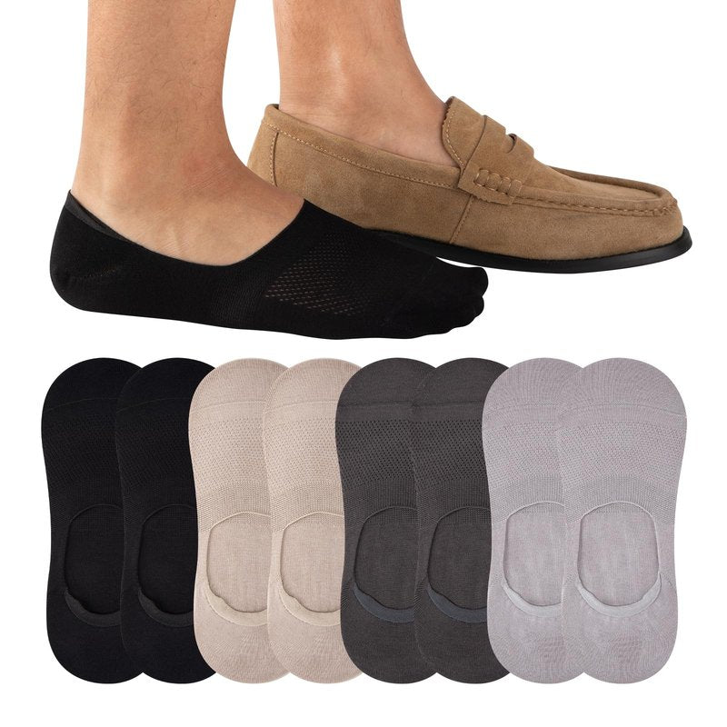 Cooplus 8 Pairs No Show Socks Men Non Slip Low Cut Cotton Invisible Socks for Loafer Flats